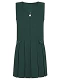 Prime Products Girls Premium Quality Box Pleat Zip Front Pinafore School Uniform Dress UK Made (Bottle Green, 15-16 Years)