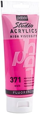 Pébéo 832371 - Studio Acrylics Fine Acrylic - Acrylic Paint - Fluorescent Acrylic - Fluorescent Pink, 100 ml