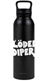 LOGOVISION Diary of a Wimpy Kid Loded Diper Insulated Canteen Water Bottle, Leak Resistant, Vacuum Insulated Stainless Steel with Loop Cap, Black