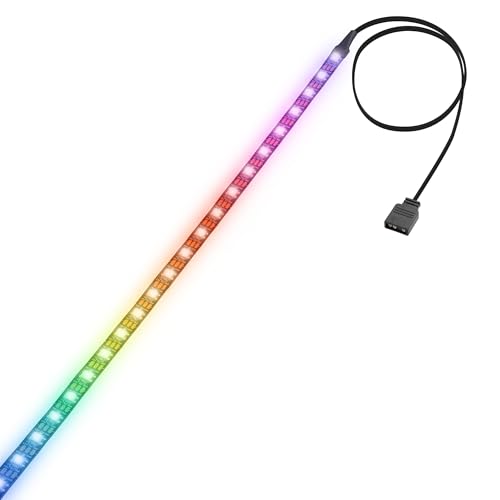 ELFJMZP ARGB LED Strip for PC Gaming Case 50cm 30 LED ARGB Sync Connector Adhesive Backing Aura Sync Compatible PC Case Light Decoration