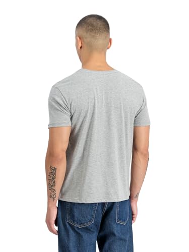 ALPHA INDUSTRIES Herren Basic T-shirt, Grey Heather/White 230, M – Ansicht 6