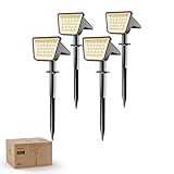 Philips 4 Packs Solar Spot Lights Outdoor Waterproof, 28 LED 3000K Solar Powered Landscape Pathway Lights, Dusk to Dawn Solar Spotlights for Garden, Yard, Lawn, Walkway, Driveway