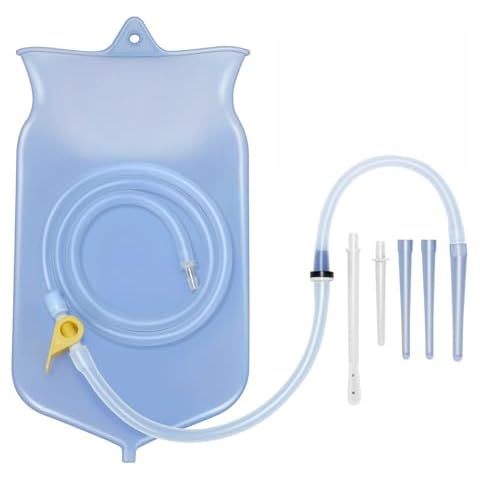 TEMONTIAN Enema Bags Kit for Colon Cleanse for Women and Men，Coffee Enema Coffee Organic Kit，Anal Douche Bag for Women Men Reusable， 2 Quarts Enema Kit(Blue) Cover