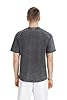 NITAGUT Mens Henley Shirts Short Sleeve Casual Retro Washed Distressed T-Shirts Cotton Lightweight Summer T-Shirt,Black,S #2