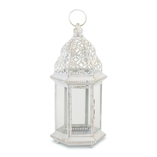 Sublime Distressed White Large Lantern 16