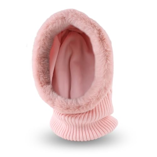 Image of Winter Fleece Balaclava Warm Men Hood Hat Knitted Hooded Scarf for Women Unisex Skull Cap
