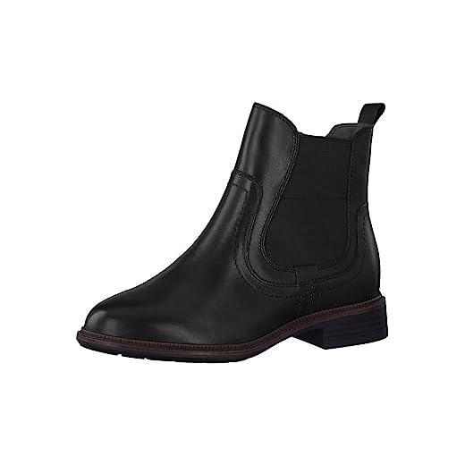 Tamaris Comfort 8-85321-41 Comfort Fit-Botines de Piel para Hombre, diseño clásico, Botas Estilo Chelsea Mujer, Negro, 37 EU Ancho