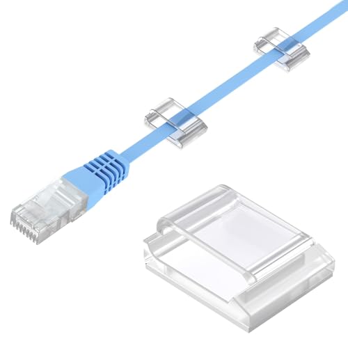 Image of AGPTEK 100 Cable Clips Self Adhesive Adjustable Premium Acrylic Cable for Electric Wire Storage Cable Ties for Office / PC / Charger / Lamp / LED Strip / Car / Home - Transparent