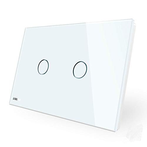 LIVOLO Wireless Remote Interruttore della Luce con Indicatore LED Touch Switch con Pannello in Cristallo Toccare Interruttore a parete per Illuminazione Domestica,2Gang 1Way,C902R-11