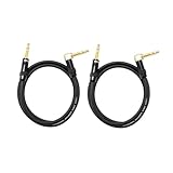 Audio2000'S C26006P2 Two-Pack 6-Feet Gold-Plated 1/4-Inch TRS Right Angle to Gold-Plated 1/4-Inch TRS Straight Audio/Patch/Stage/Recoding Cables (Total Two 6-Feet Cables)