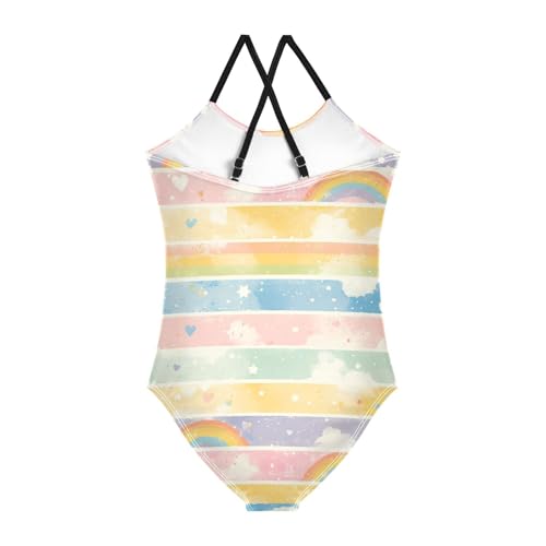 KLL LGBT Glitter Rainbow Pride Flag Toddler Girl 1 Piece Swim Suit Beach Swimwear with Adjustable Straps Quick-Dry2