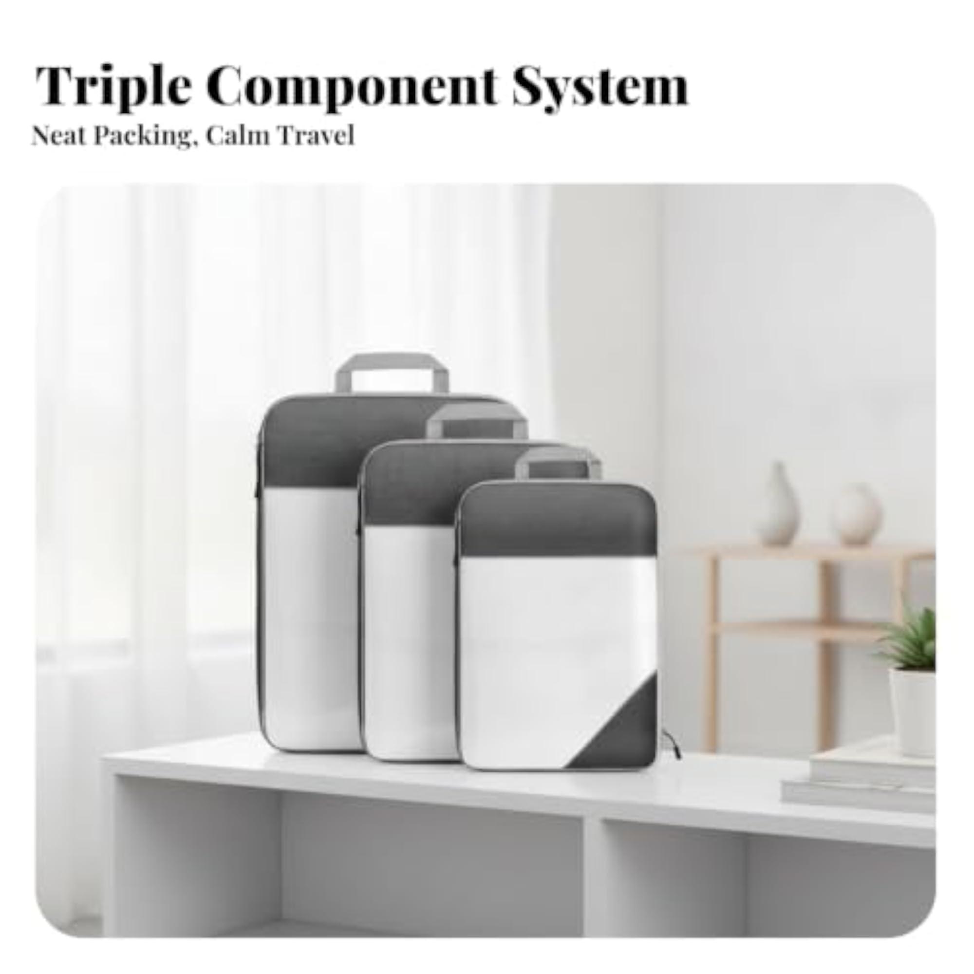 3 Pieces Compact Nylon Packing Cube with Carry Handle