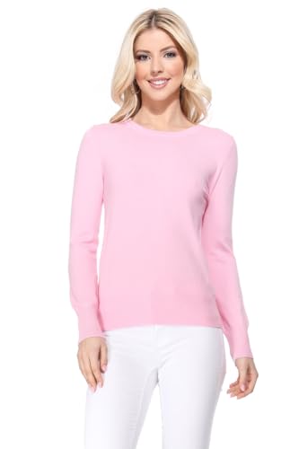 Image of YEMAK Women's Knit Sweater Pullover - Long Sleeve Crewneck Basic Classic Casual Knitted Soft Lightweight T-Shirt Top