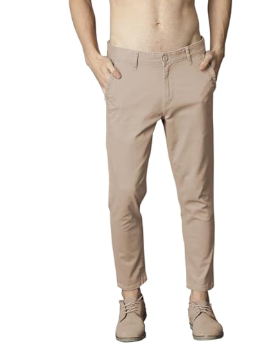 Image of Men's Slim Fit Cotton Blend Trousers - Stretchable Casual & Office Wear