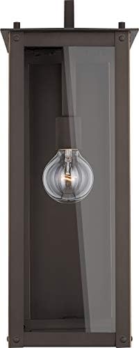 Capital Lighting 934612OZ Hunt Urban/Industrial Clear Glass Rectangular Outdoor Wall Lantern, 1-Light 100 Watt, 21" H x 8" W, Oiled Bronze