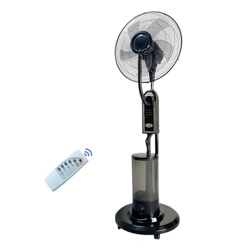 HJYryhyfddply Ventilador Agua de 16 Pulgadas, 3 Velocidades de Enfriamiento, Ventilador de Pie con Mando para Oficina, Exterior, Camping (5 Hojas)
