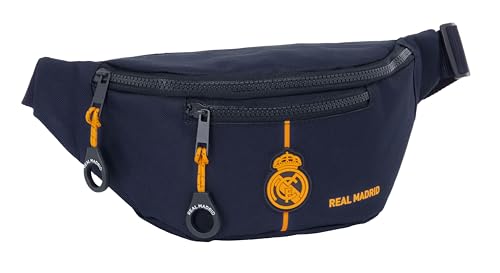 SAFTA Real Madrid 2ª EQUIPACIÓN 24/25 - Riñonera con Bolsillo Exterior, Ideal para Jóvenes y Niños de Diferentes Edades, Cómoda y Versátil, Calidad y Resistencia, 23x9x12 cm, Color Azul Marino
