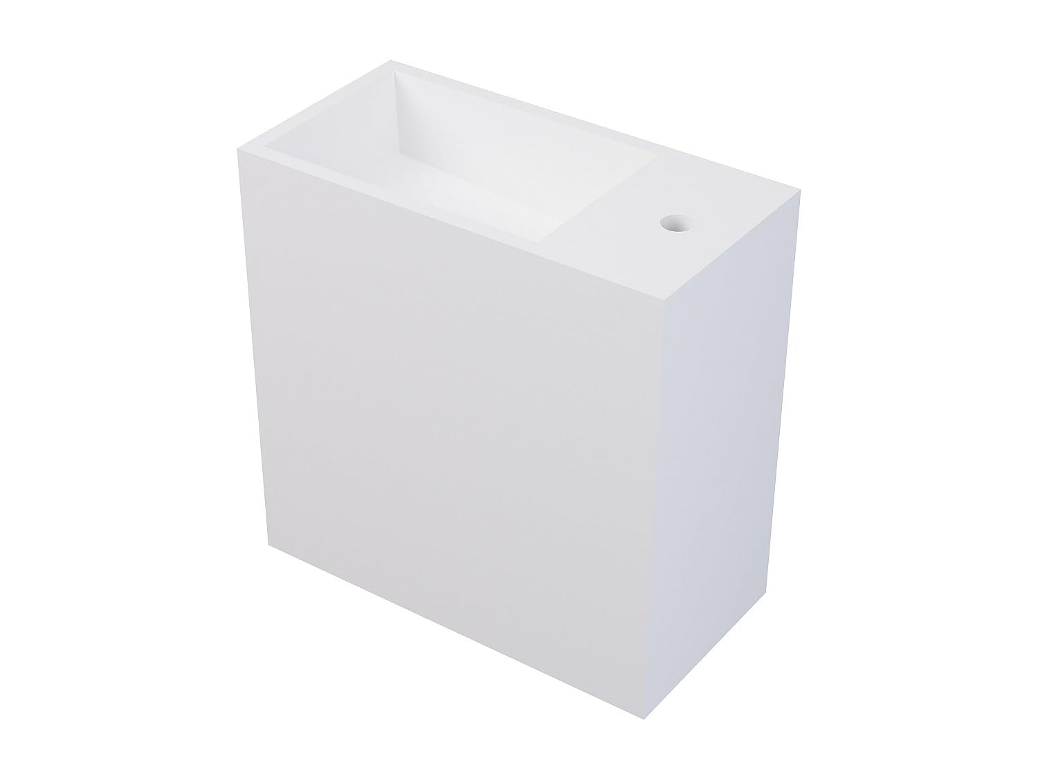 Vente-unique - Lavabo con encimera integrada Pumori - L 40cm x A 20cm x H 40cm - superficie sólida - blanco