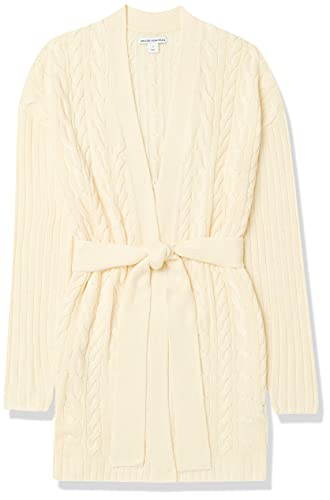 Amazon Essentials Women's Soft Cable Longer Length Open-Front Cardigan Sweater, Ecru, Small #TOP2