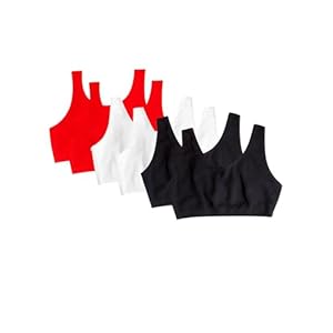 Fruit of the Loom Women’s Built Up Tank Style Sports Bra 6 Pack, Red Hot/White/Black, 50