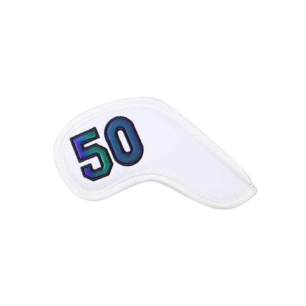 Scott Edward 1PCS Golf Club Head Covers for Irons Wedge, Golf Magnetic Wedge Covers PU Leather Waterproof Head Covers for All Brands White Gradient Color, 50 Degree