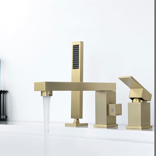 Robinet de bain or brossé anti-traces mitigeur complet