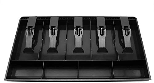 Image of Crevizon Cash & Coin Trey Metal Cash Drawer organizer tray5 Bills 4 Coins for Petty Cash Money Storage Box -Black
