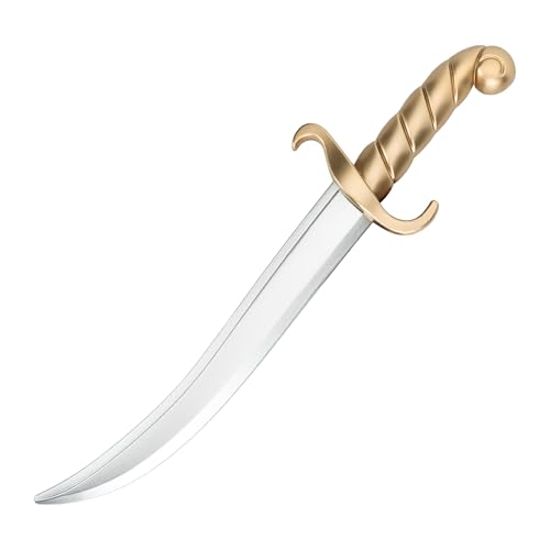 Hoappa PU Foam Pirate Cutlass Costume Prop 16 Inch Curved Decorative Sword with Gold-Style Handle for Adult Cosplay Stage Performance & Display