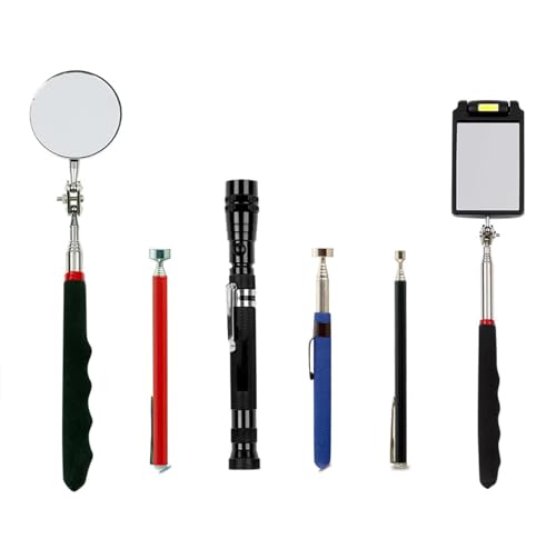 Outil de ramassage magnétique télescopique : kit de 6 pièces avec miroir LED