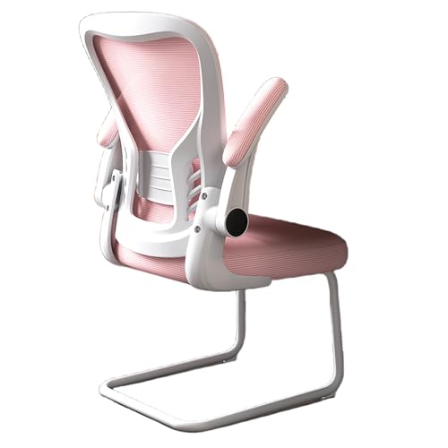 RKJDMSWJ Silla de Oficina para el hogar, Silla de Oficina con Brazos abatibles, Silla de Escritorio con Respaldo Medio de Malla Transpirable SIN Ruedas Silla de Escritorio Moderna para Oficina en el