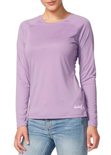 baleaf Women's Long Sleeve Shirts UPF 50+ Sun Protection SPF Quick Dry Lightweight T-Shirt Outdoor Hiking Runing Fishing Purple Size M