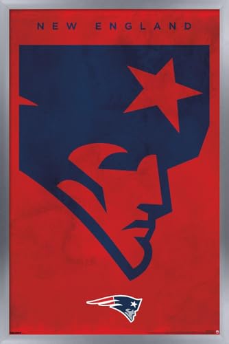 Trends International NFL New England Patriots - Logo 25 Wall Poster, 22.4L x 14.7W, Silver Framed Version