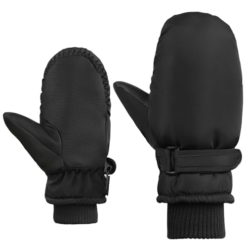 PONCEAU Fäustlinge Kinder Wasserdicht Handschuhe Skihandschuhe schneehandschuhe für 2-10 Jahre Mädchen Jungen Winterhandschuhe PU Palme Winddichte Warm Fleece Skifahren Snowboard Reiten Laufen