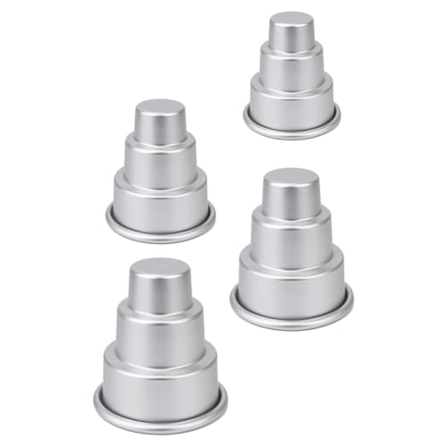 ROSEEONNE Paquete de 4 moldes redondos de aluminio for pasteles, moldes for pudín, moldes for pasteles DIY de 3 niveles, antiadherentes, fáciles de limpiar, cumpleaños y bodas