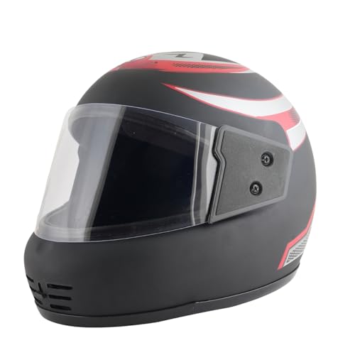 Sage Square Audi Kimi Full Face Helmet | ISI Certified | Clear Visor | Comfort Inner Padding | Designed for Extra Comfort & Style (Black Matte-Red Decal) (Small)