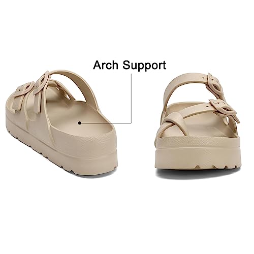 Comfortable Arch Support Platform Sandals for Women with Adjustable Buckle & Ultra Cushion - Simplified Title