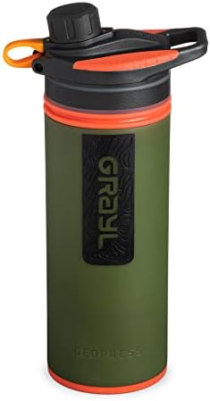 GRAYL GeoPress 24 oz Water Purifier Bottle - Filter for Hiking, Camping, Survival, Travel (Oasis Green)