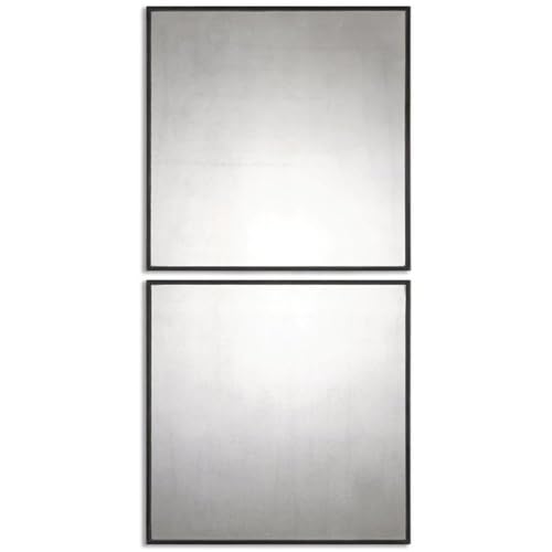 BOWERY HILL Contemporary Antiqued Square Mirrors (Set of 2)