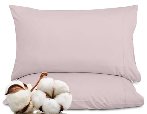 Image of ROYALE LINENS 300 Thread Count 100% Long Staple Combed Cotton Pillowcases Set of 2 - Ultra Soft -Standard Bed Pillow Cover- 20 inchx26 inch -Breathable, Cool & Crisp Percale Pillow Cases (Std, Lavendar)