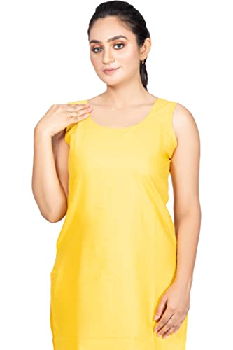 Image of Women's Cotton Long Camisole for Kurti /Suit Slip /Long Inner /Samij for Women Sameej /Knee Length Inner Wear /Sameez /Kurti Slip /Round Neck /Invisible
