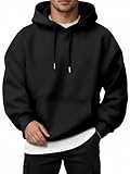 Jhsnjnr Herren Kapuzenpullover Freizeit Schwarzer Pullover Langarm Hoody mit Tasche Sport Basic Sweatshirt Kordelzug Hoodie