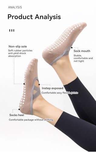 7-Pack Women's Non-Slip Yoga Socks,US 5-10 Sizes, Moisture-Wicking, Anti-Skid Soles for Stable Practice Sessions4