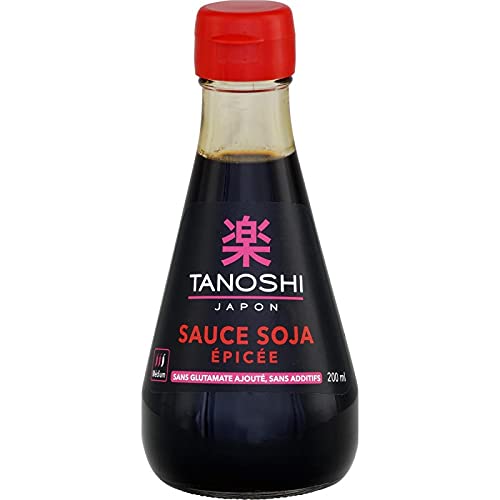 TANOSHI - Sauce Soja Épicée - Saveurs d'Asie en bouteille de 200 ml - Parfait pour vos plats préférés de viande, poisson et légumes. - Lot De 4 - Vendu Par Lot