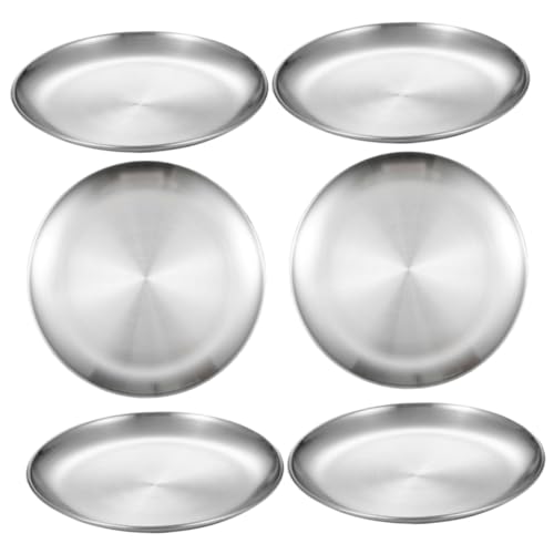 Ciieeo 10-inch Stainless Steel Plates Boys and Girls Toddlers Dinnerware Camping Plates Dishwasher Space-saving