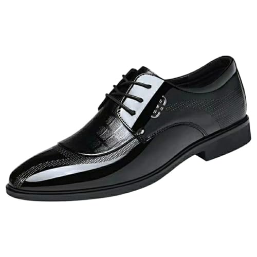 Business Casual Prom Wedding Suit Shoes for Men Oxfords Classic Patent Leather Lace-Up
