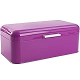 Culinary Couture Extra Large Purple Bread Box for Kitchen Countertop - Holds 2 Bread Loaves! - 16.5' x 9' x 6.5' - Stainless Steel Vintage Bread Boxes for Kitchen Counters - Bonus Recipe Ebook