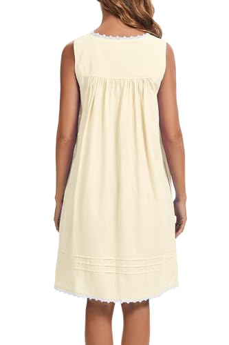 Image of AVIIER 100% Cotton Nightgowns for Women Sleeveless Night Gown with Pockets