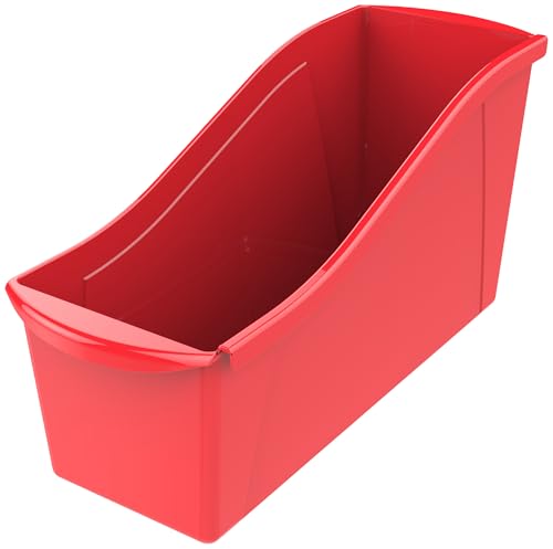 Storex Interlocking Book Bin, Large, 14-1/4 x 5-1/4 x 7 Inches, Red