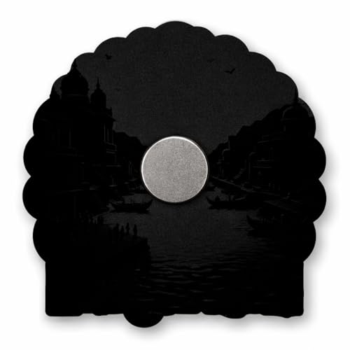 Image of Naxon Varanasi Kashi Vishwanath City Theme Souvenir Wooden Fridge Magnet | Spiritual City Design 3x3 Inch Refrigerator Magnet for Kitchen & Home Decor | Travel Gift from Varanasi | Pack of 1