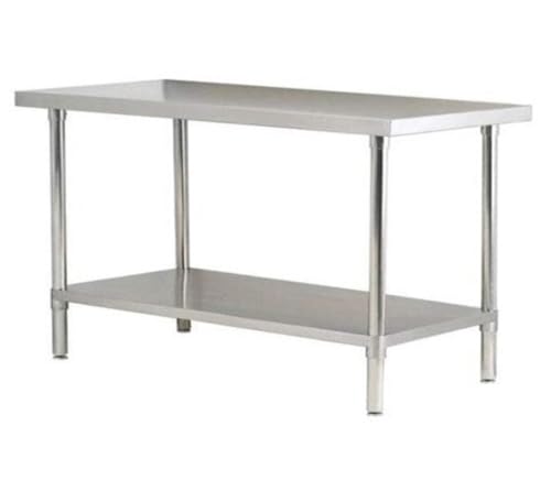 Quattro 1800mm Stainless Steel Centre Prep Table with Galvanised Undershelf & Legs | Heavy Duty Commercial Kitchen Workbench for Restaurants, Catering & Food Prep